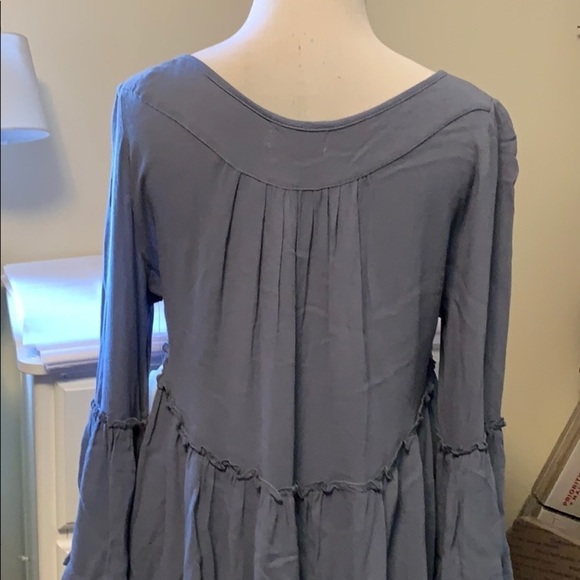 Altar'd State steel colored top, ties at front, M - Picture 7 of 12